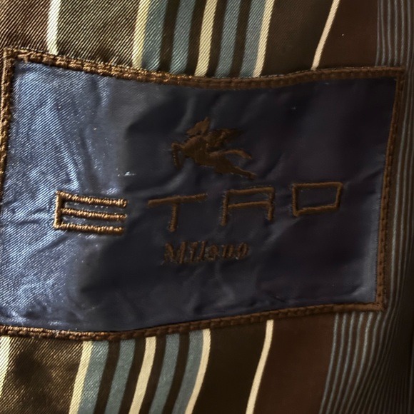 ETRO Milano Italian Wool, Silk/Cupro Lined Striped Designer Blazer - Picture 6 of 12